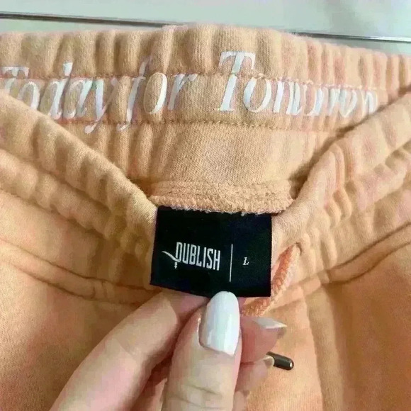 Publish High Rise Drawcord Waist Jogger Sweatpants Light Orange L - Picture 4 of 11